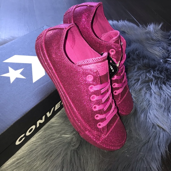 NEW 💓 CONVERSE WOMENS PINK GLITTER - Picture 7 of 8